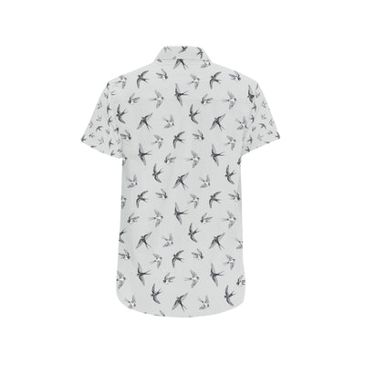 Swallow Bird Pattern Print Design 04 Men's Short Sleeve Button Up Shirt