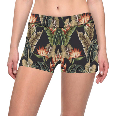 Tropical Flower Pattern Print Design TF014 Yoga Shorts