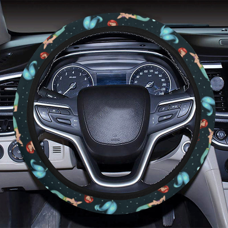 Mermaid Girl Themed Design Print Steering Wheel Cover with Elastic Edge