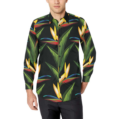 Bird Of Paradise Pattern Print Design BOP012 Men's Long Sleeve Shirt