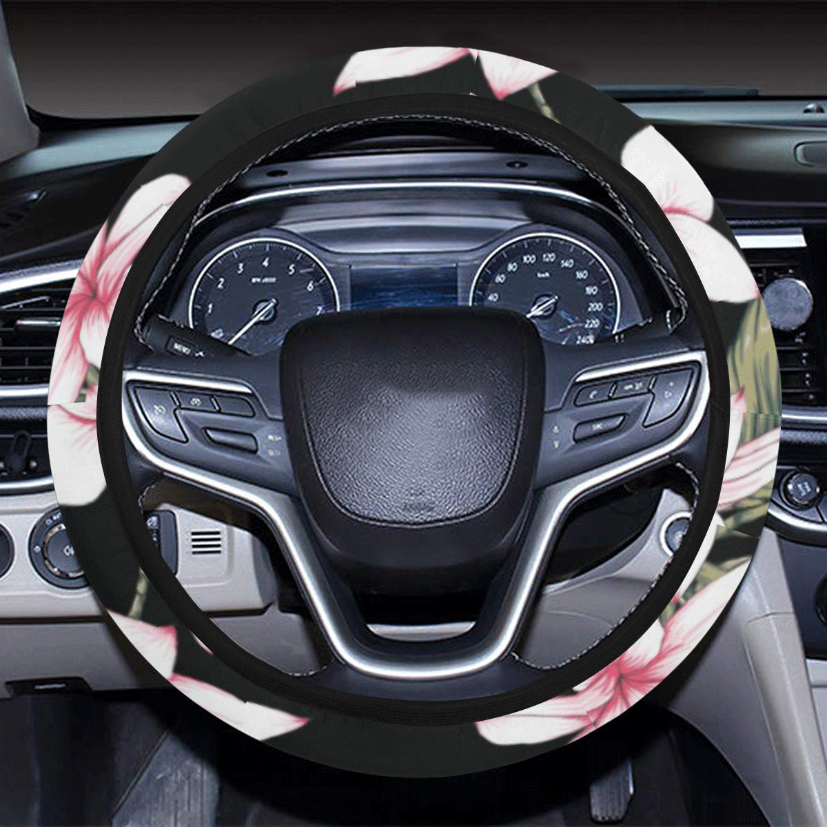 Plumeria Pattern Print Design PM021 Steering Wheel Cover with Elastic Edge