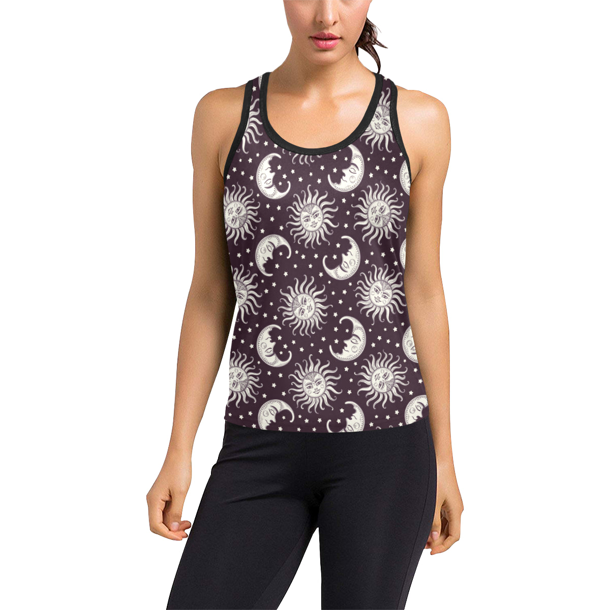 Sun Moon Face Women's Racerback Tank Top