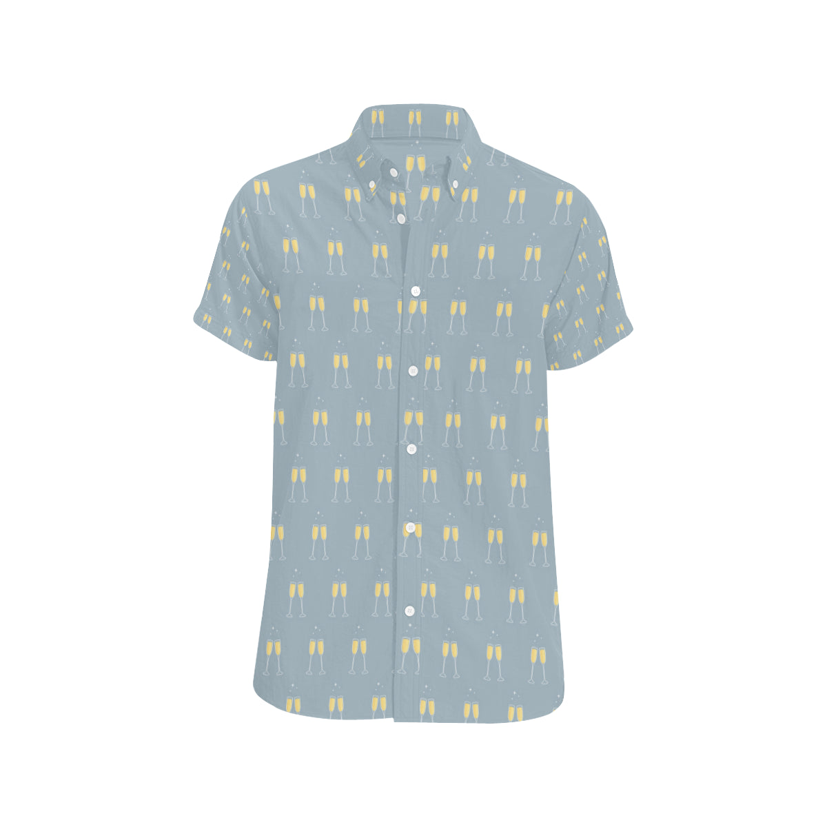 Champagne Pattern Print Design 03 Men's Short Sleeve Button Up Shirt