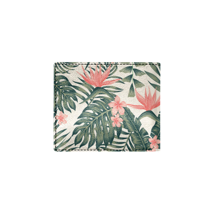 Tropical Flower Palm Leaves Men's ID Card Wallet