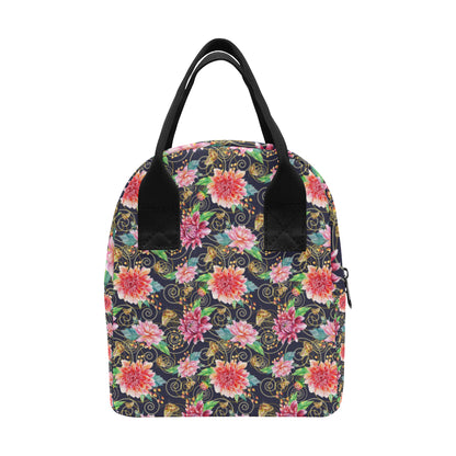 Dahlia Pattern Print Design DH02 Insulated Lunch Bag