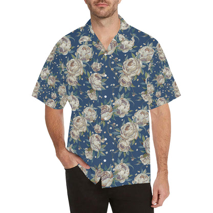 Peony Pattern Print Design A03 Men's Hawaiian Shirt
