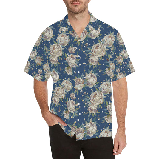 Peony Pattern Print Design A03 Men's Hawaiian Shirt