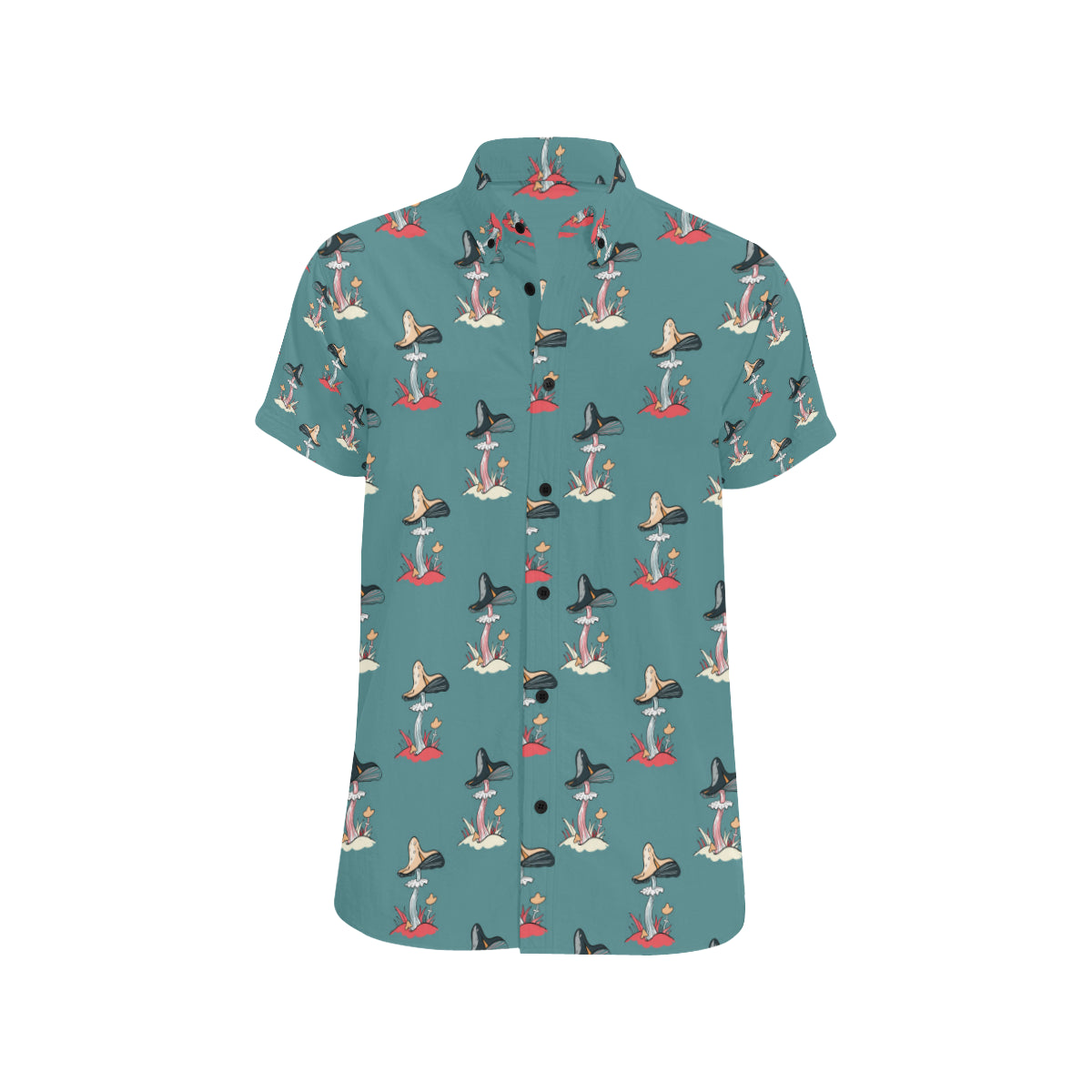 Mushroom Pattern Print Design A04 Men's Short Sleeve Button Up Shirt