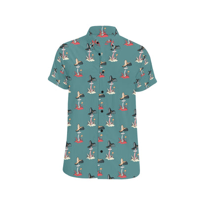 Mushroom Pattern Print Design A04 Men's Short Sleeve Button Up Shirt