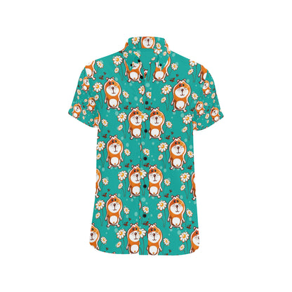 Hamster Pattern Print Design 01 Men's Short Sleeve Button Up Shirt