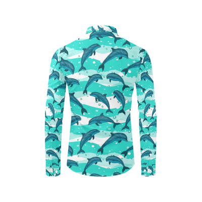 Dolphin Design Print Pattern Men's Long Sleeve Shirt