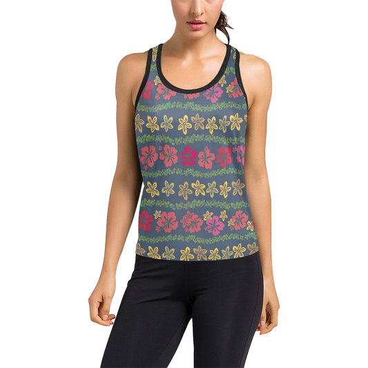Hawaiian Themed Pattern Print Design H018 Women's Racerback Tank Top