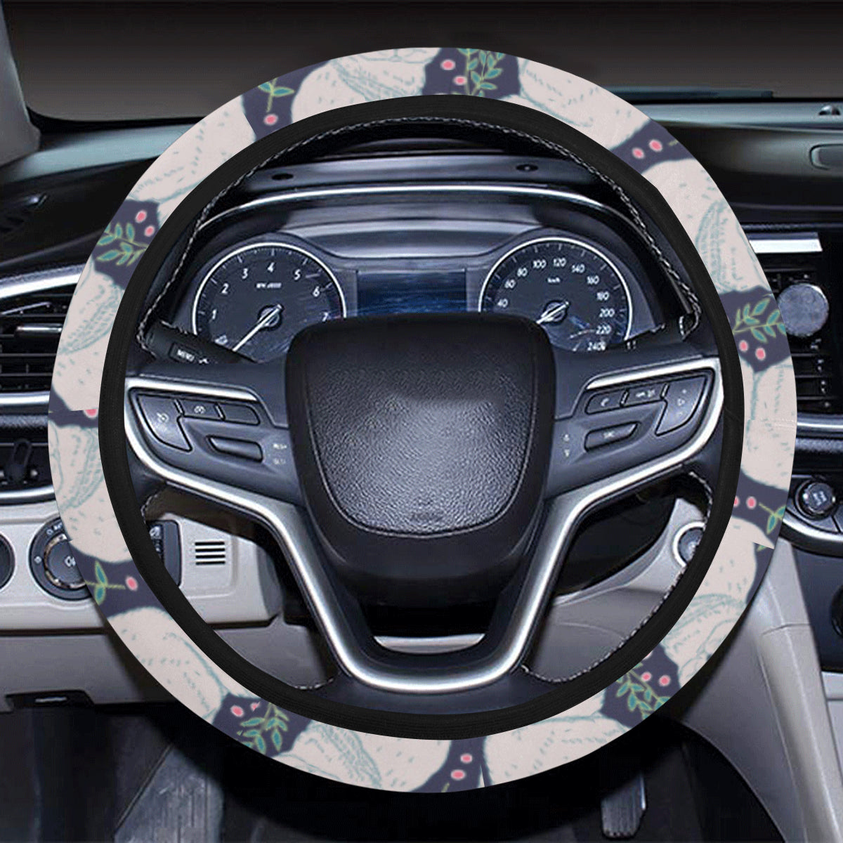 Cat Pattern Print Design 06 Steering Wheel Cover with Elastic Edge