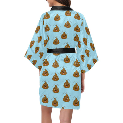 Poop Emoji Pattern Print Design A03 Women's Short Kimono