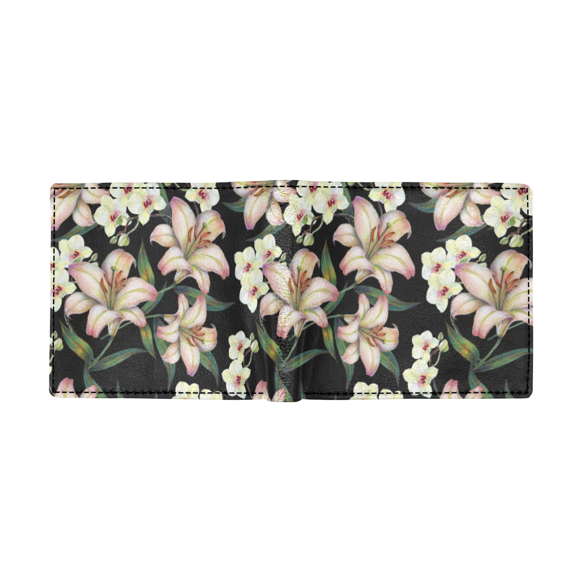 Lily Pattern Print Design LY03 Men's ID Card Wallet