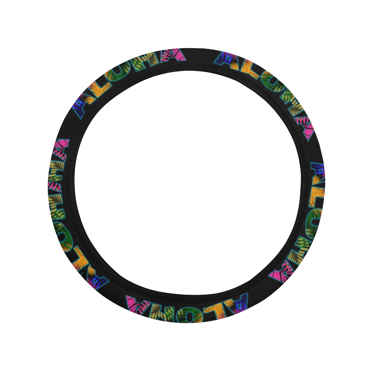 Aloha Hawaii Neon Steering Wheel Cover with Elastic Edge