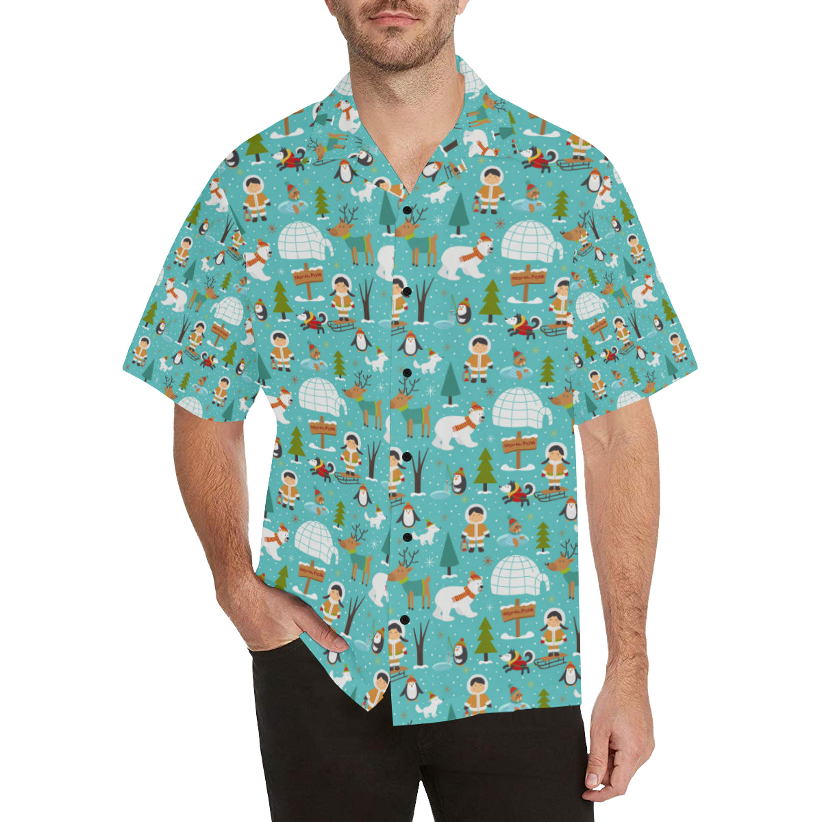 Eskimo Pattern Print Design 01 Men's Hawaiian Shirt