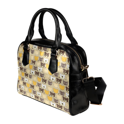 Bear PatchworkPattern Print Design 01 Shoulder Handbag