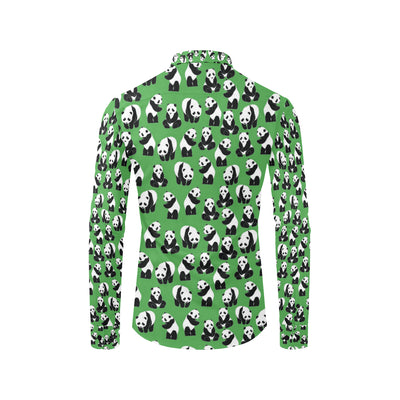 Panda Bear Pattern Themed Print Men's Long Sleeve Shirt