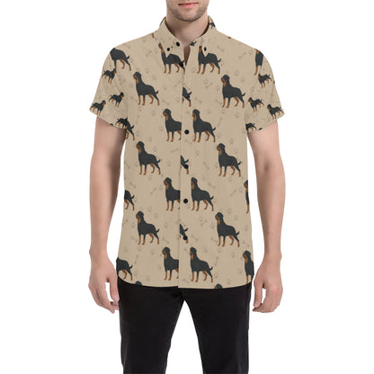 Rottweiler Pattern Print Design A01 Men's Short Sleeve Button Up Shirt