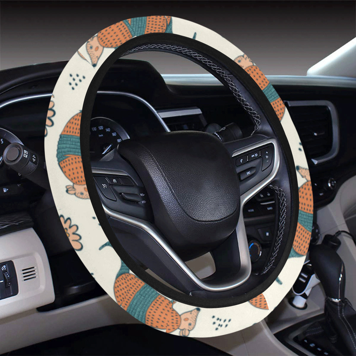 Armadillo Pattern Print Design 02 Steering Wheel Cover with Elastic Edge