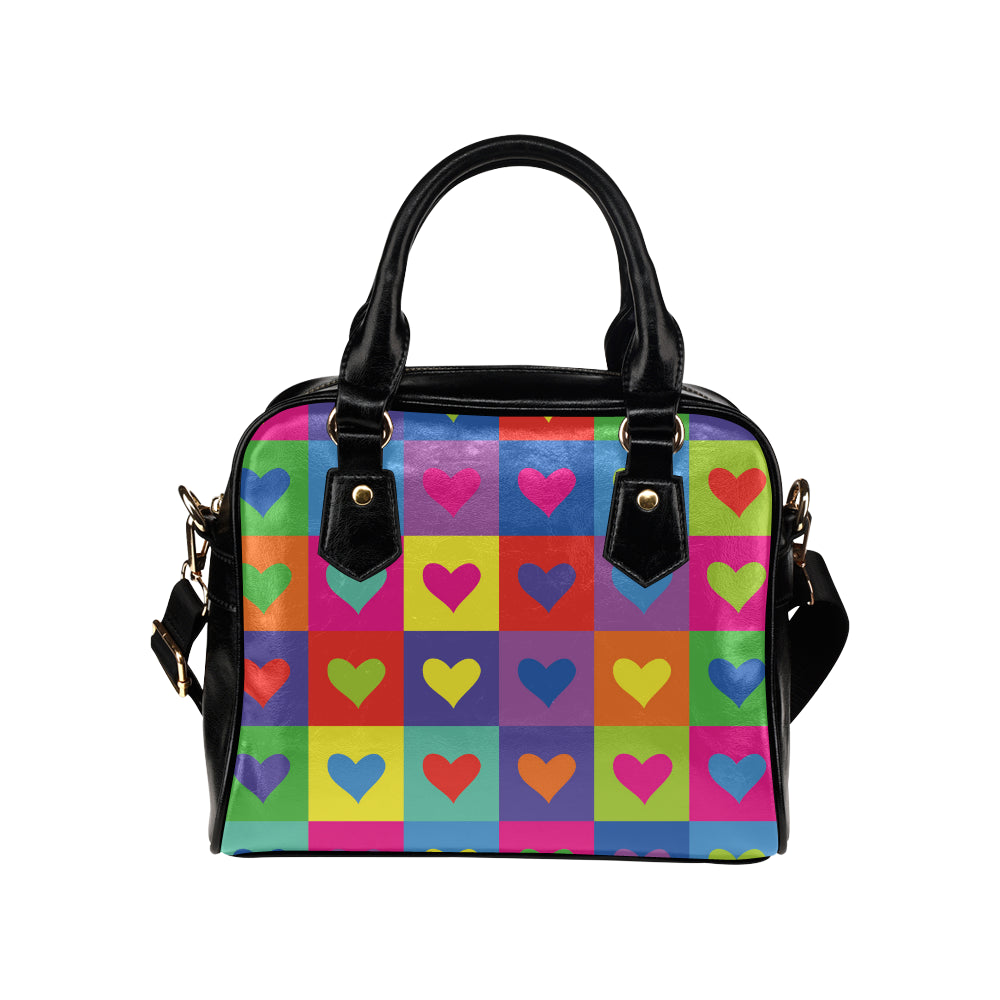 Pop Art Heart Pattern Print Design A01 Shoulder Handbag
