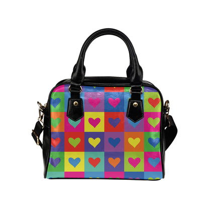Pop Art Heart Pattern Print Design A01 Shoulder Handbag
