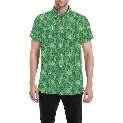 Cabbage Pattern Print Design 02 Men's Short Sleeve Button Up Shirt