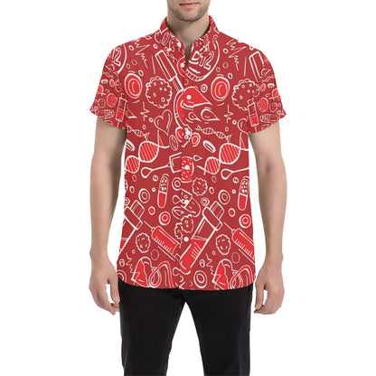 Phlebotomist Pattern Print Design A02 Men's Short Sleeve Button Up Shirt