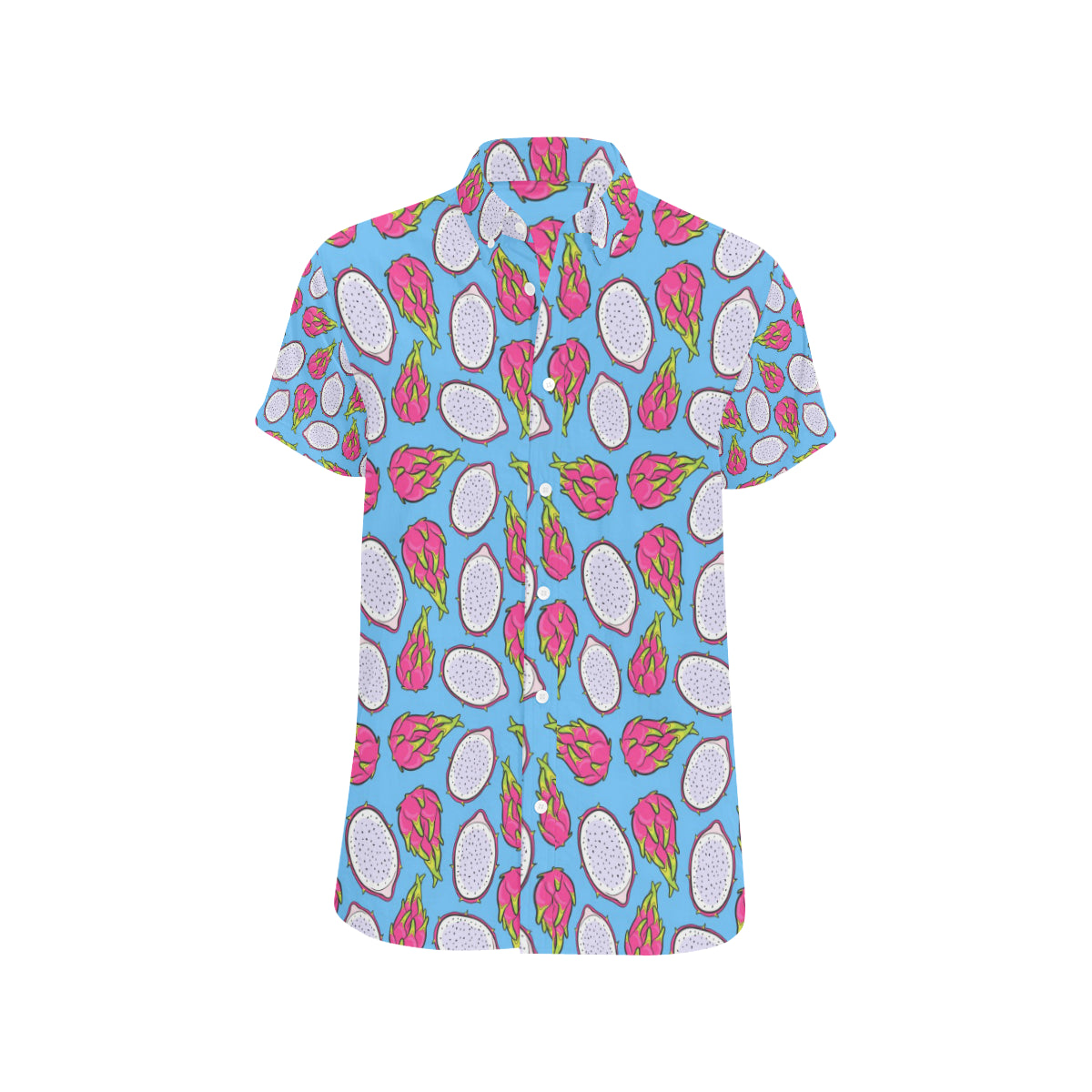 Dragonfruit Pattern Print Design DF04 Men's Short Sleeve Button Up Shirt