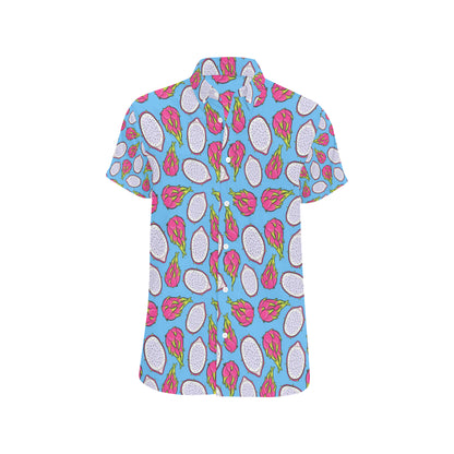 Dragonfruit Pattern Print Design DF04 Men's Short Sleeve Button Up Shirt