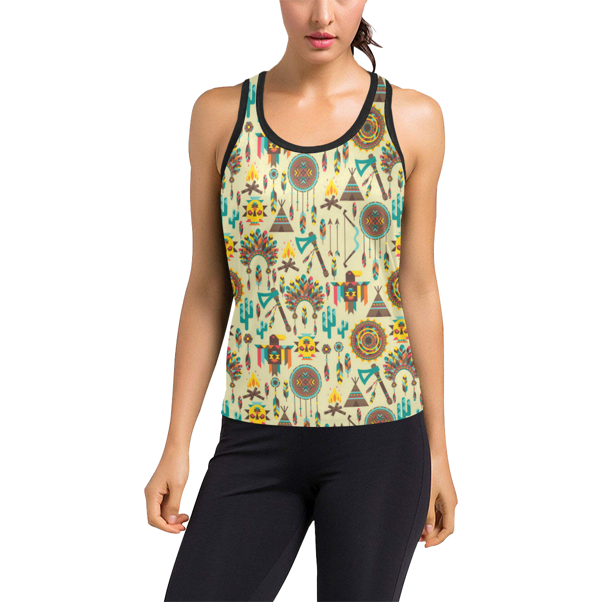 Tribal indians native american aztec Women's Racerback Tank Top