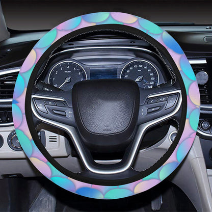 Mermaid Scales Pastel Pattern Print Design 07 Steering Wheel Cover with Elastic Edge
