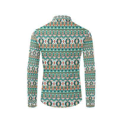 Indian Navajo Ethnic Themed Design Print Men's Long Sleeve Shirt