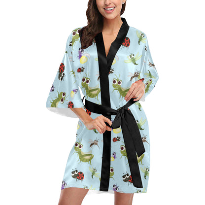 Ladybug Pattern Print Design 01 Women's Short Kimono