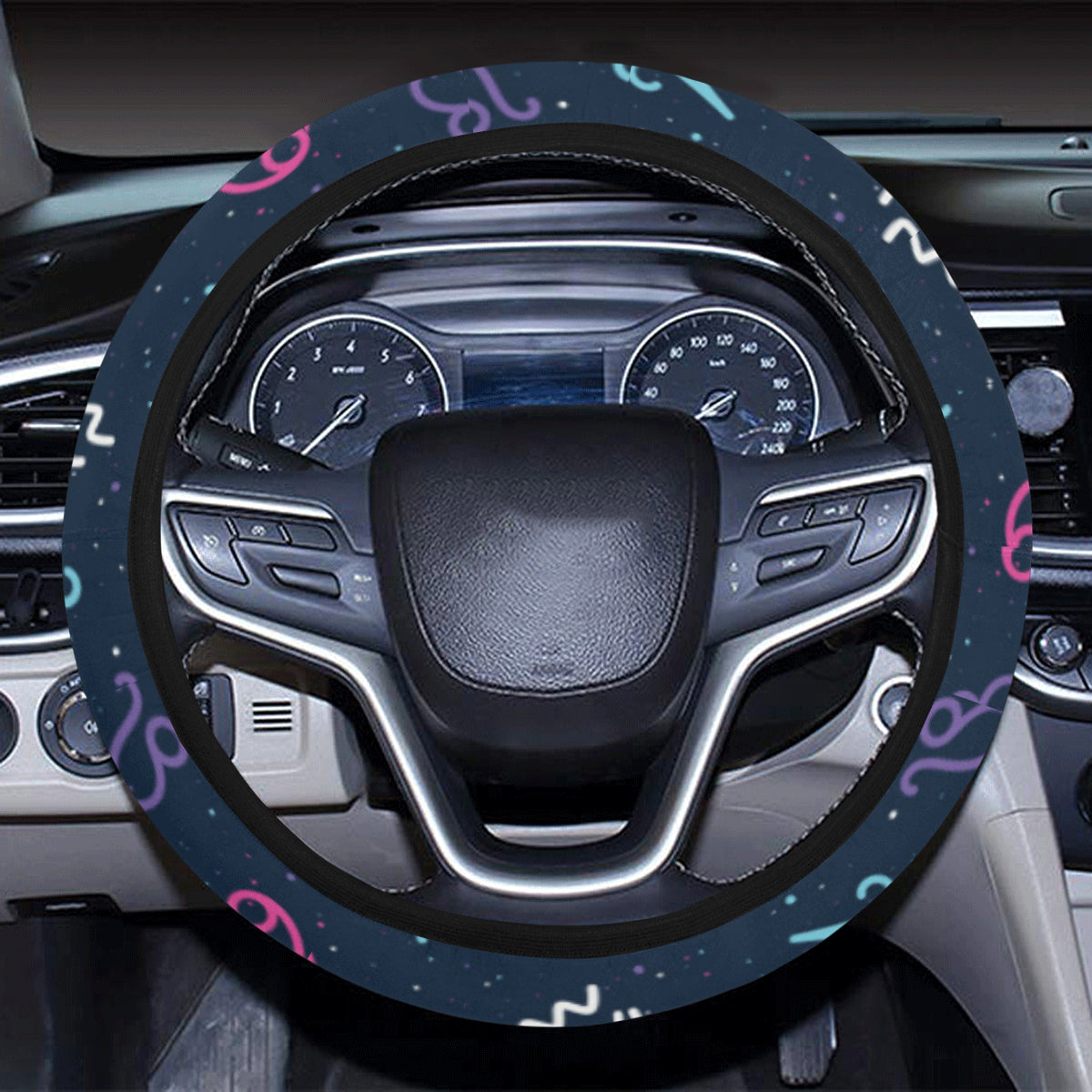 Constellation Pattern Print Design 04 Steering Wheel Cover with Elastic Edge