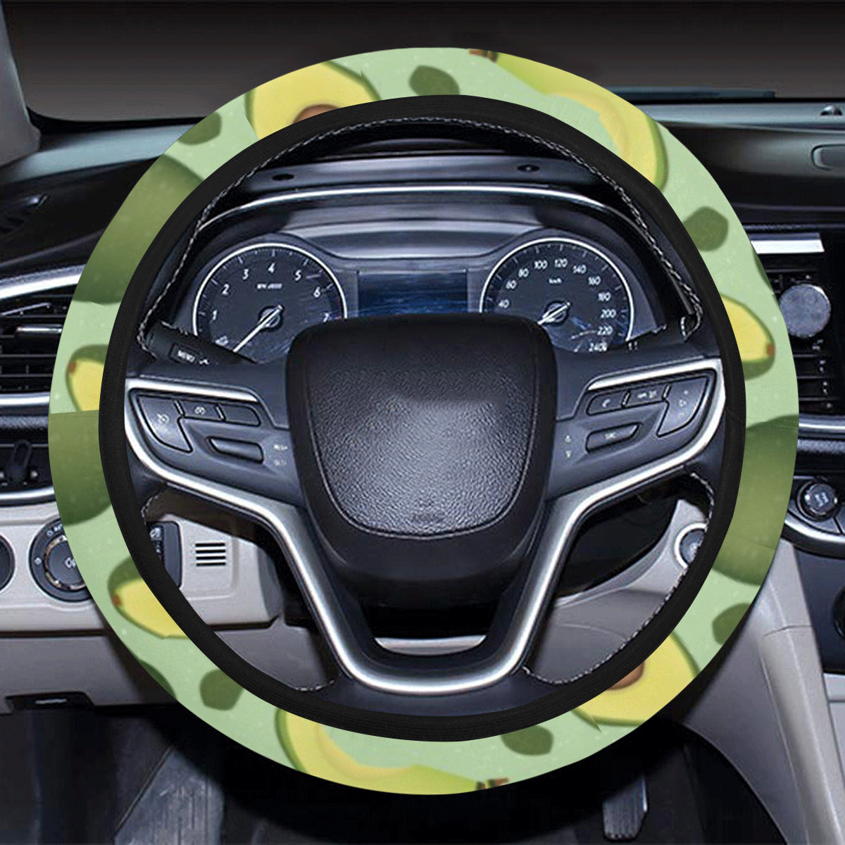 Avocado Pattern Print Design AC01 Steering Wheel Cover with Elastic Edge