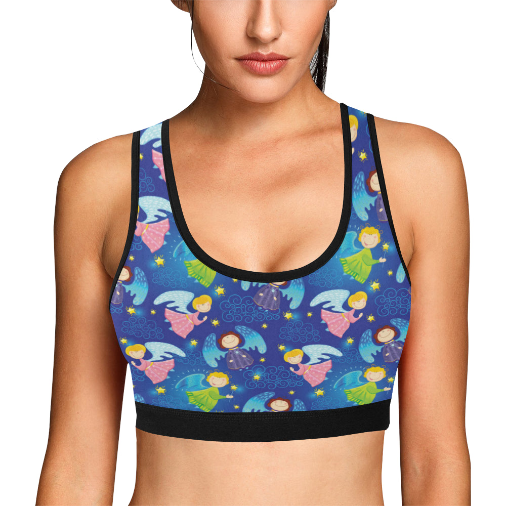 Angel Little Pattern Print Design 02 Sports Bra