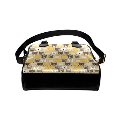 Bear PatchworkPattern Print Design 01 Shoulder Handbag