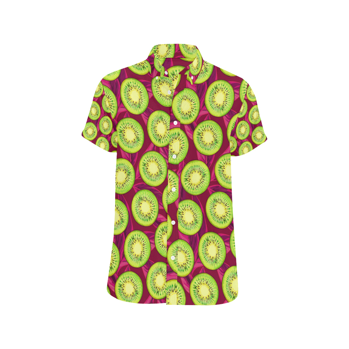 Kiwi Pattern Print Design KW05 Men's Short Sleeve Button Up Shirt