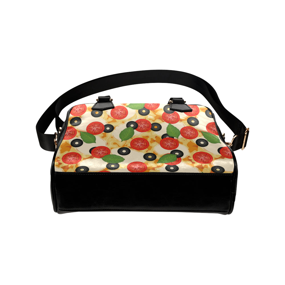 Pizza Pattern Print Design A05 Shoulder Handbag