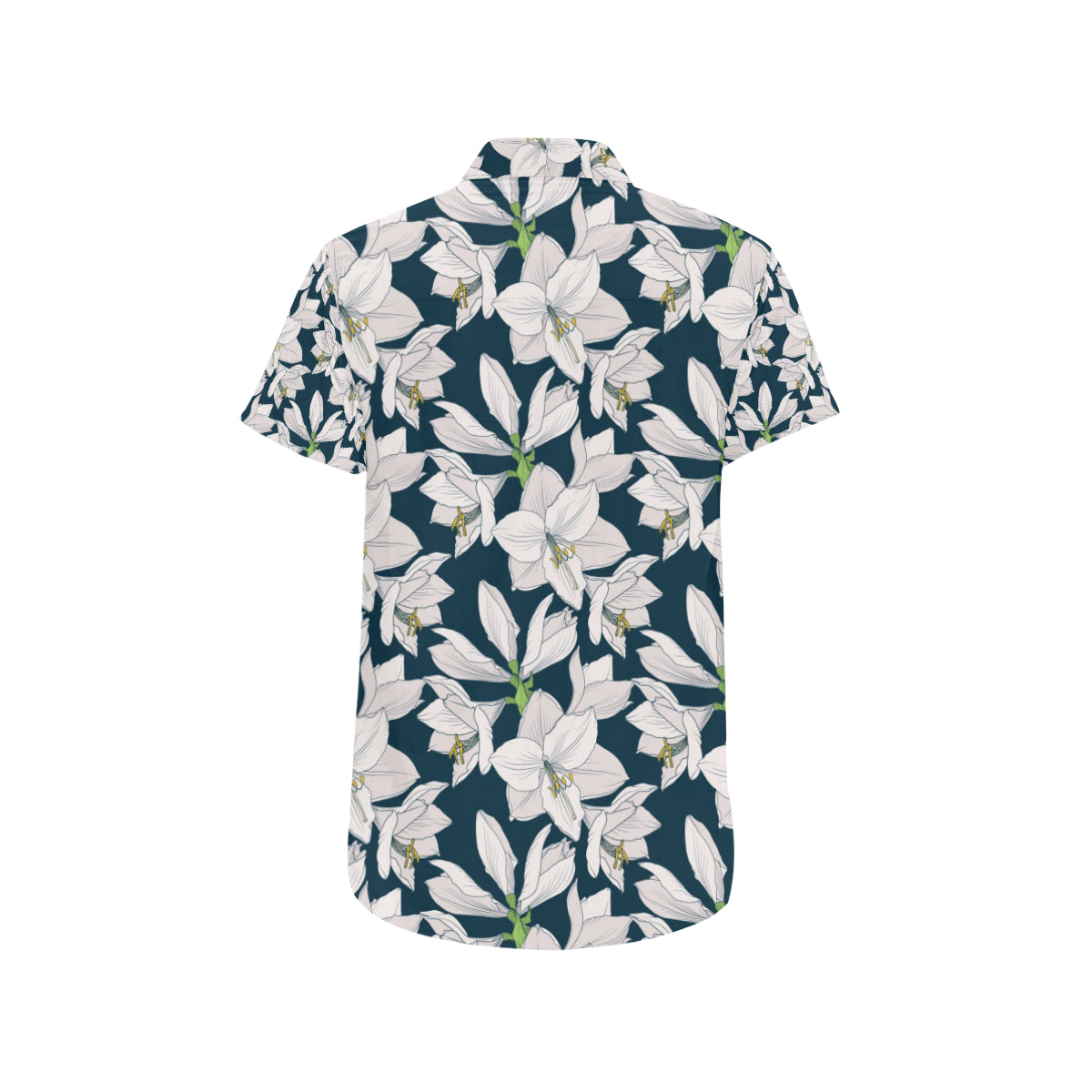 Amaryllis Pattern Print Design AL02 Men's Short Sleeve Button Up Shirt