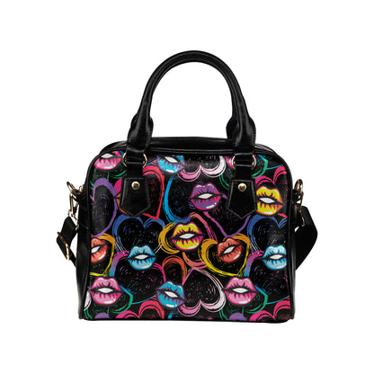 Pop Art Lip Pattern Print Design A03 Shoulder Handbag