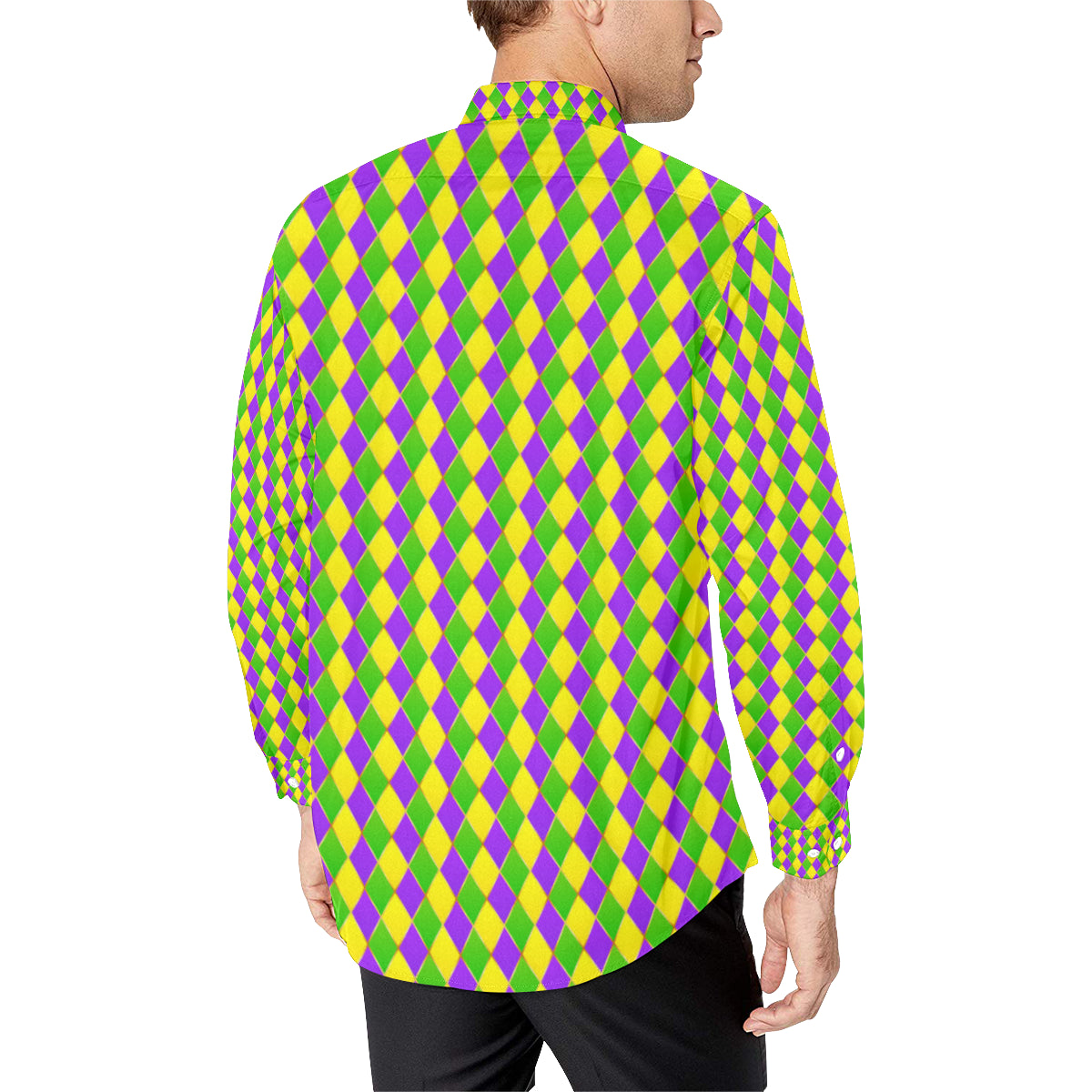 Mardi Gras Pattern Print Design 01 Men's Long Sleeve Shirt