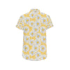 Daisy Yellow Watercolor Print Pattern Men's Short Sleeve Button Up Shirt