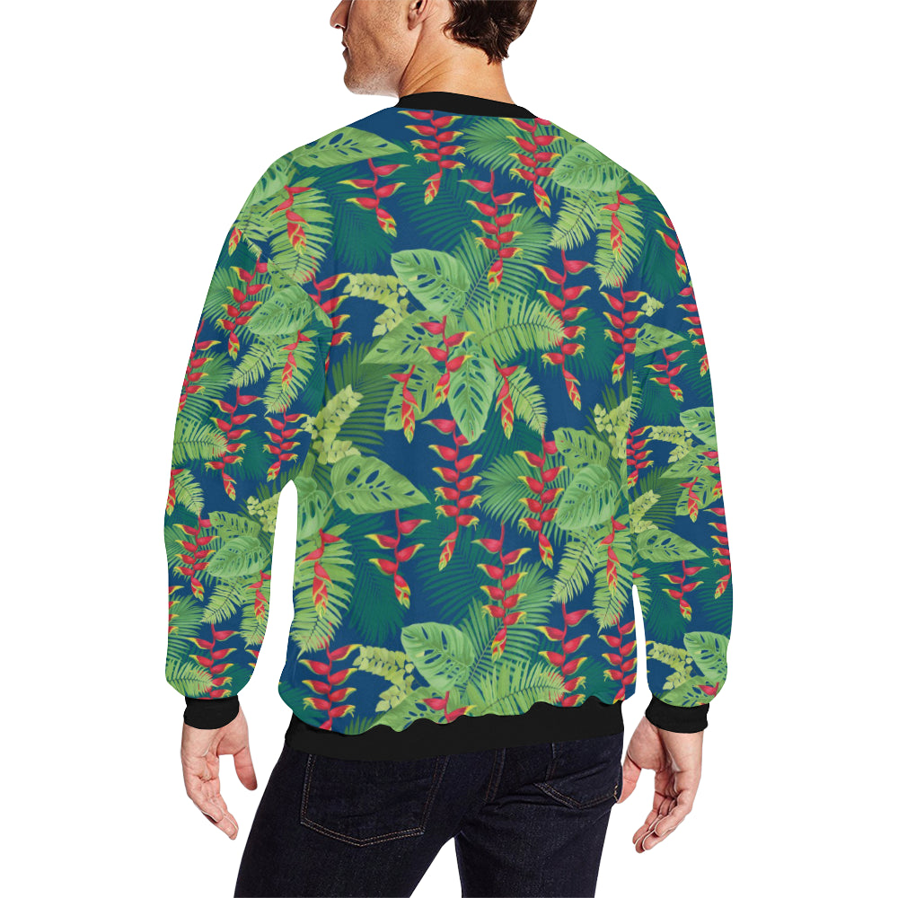 Heliconia Pattern Print Design HL08 Men Long Sleeve Sweatshirt