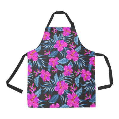 Neon Pink Hibiscus Pattern Print Design HB015 Apron with Pocket