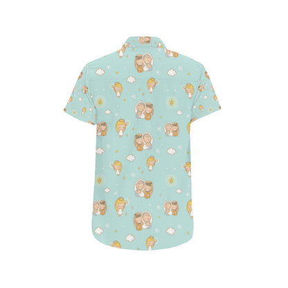 Christian Pattern Print Design 01 Men's Short Sleeve Button Up Shirt