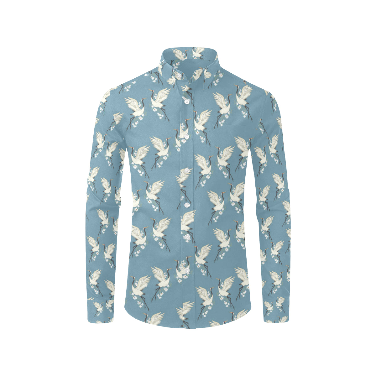 Crane Pattern Print Design 05 Men's Long Sleeve Shirt