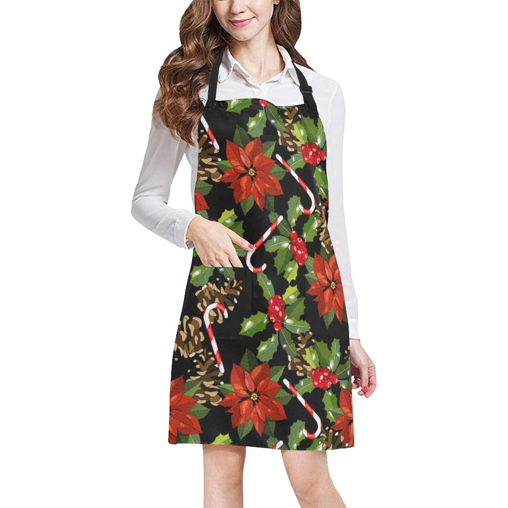 Poinsettia Pattern Print Design POT01 Apron with Pocket